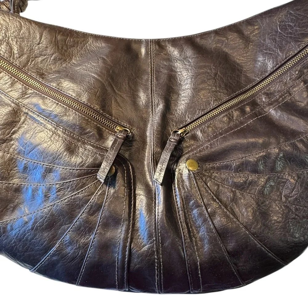 Vintage Large BOHO Canyon River Blues 90s Vegan Leather Shoulder Bag MINTY